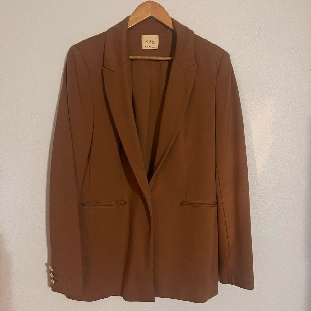 Elie Tahari | Tan Blazer | Single Button | Size 14
